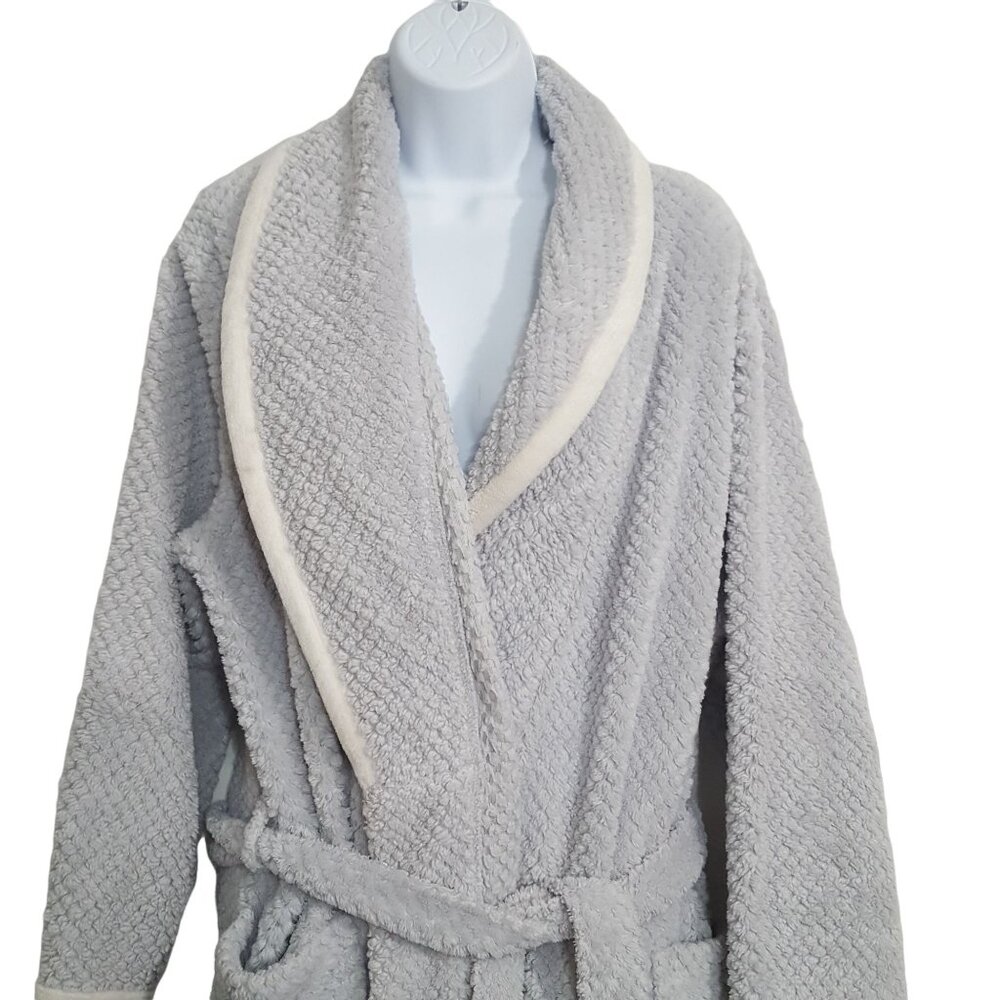 Oscar De La Renta Pink Label Plush Wrap Robe Full Length Belted‎ XL Gray